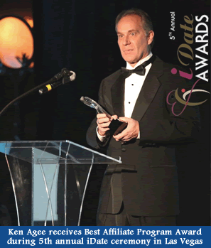 Ken Agee receives Best Affiliate Program award at 5th annual iDate ceremony in Las Vegas